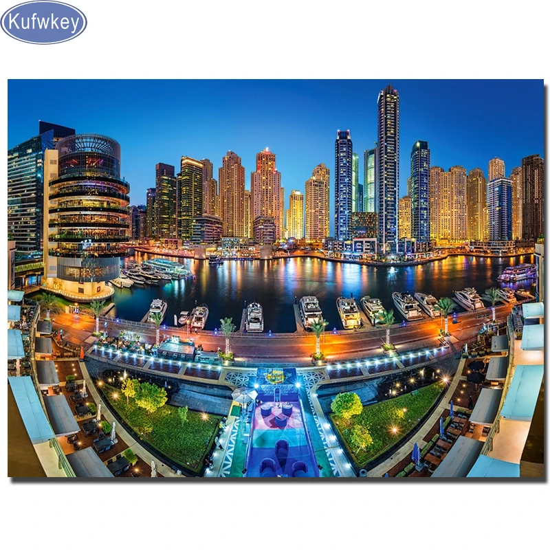 5d DIY Diamond Painting Dubai Marina city night Full square resin