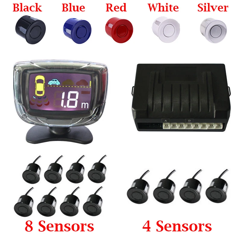 

Auto Parktronic 4 Car Parking Sensor 8 Radar Detector Reverse Backup rear Monitor System LED Display parking Assistance 22mm