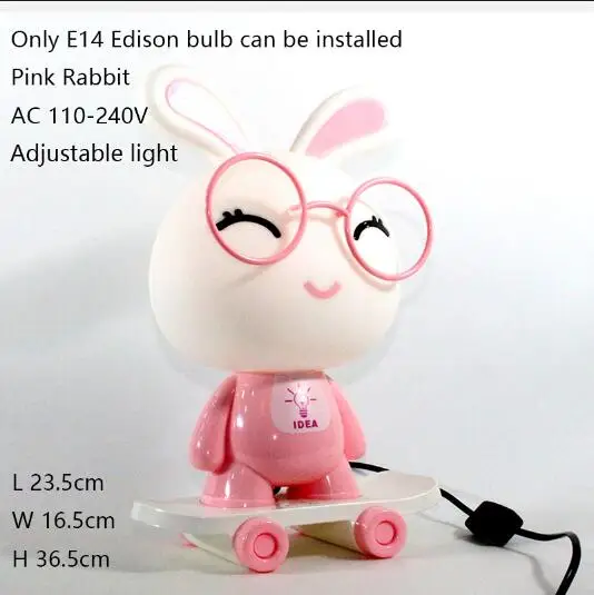 Современный мультфильм hello kitty Кролик креативные настольные лампы E14 220 V 2 цвета настольная лампа для кухни ресторана прикроватная Спальня Кабинет - Цвет абажура: Pink Rabbit