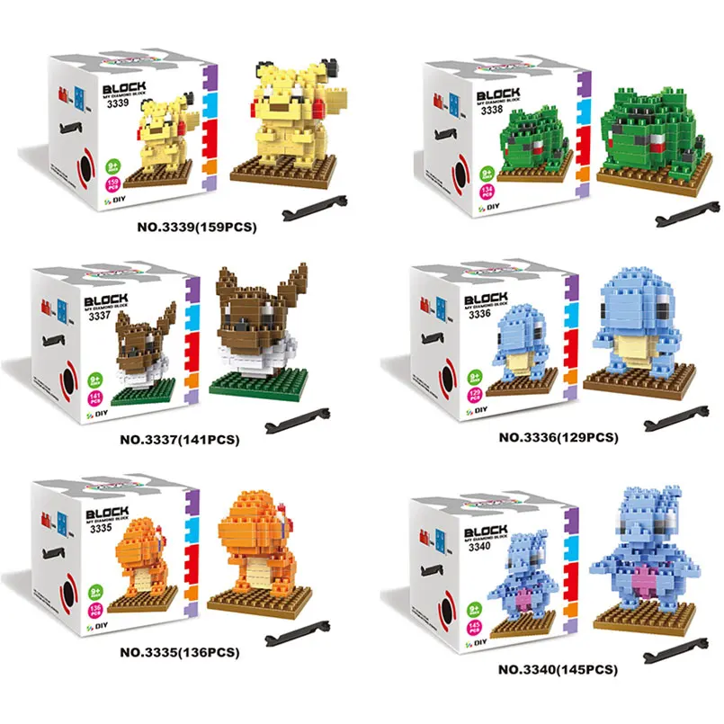 

TOP!! HOT LOZ Building Blocks early educational toys Pikachu Charmander Bulbasaur Squirtle Mewtwo anime Toys children gifts kids