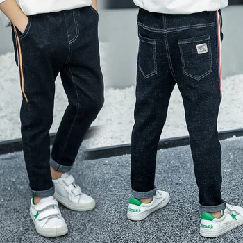 

FYH Spring Autumn Kids Pants Boys Jeans Teenager Kids Denim Pants Elastic Waist Boys Trousers School Boys Jean Pants 5-14 Years