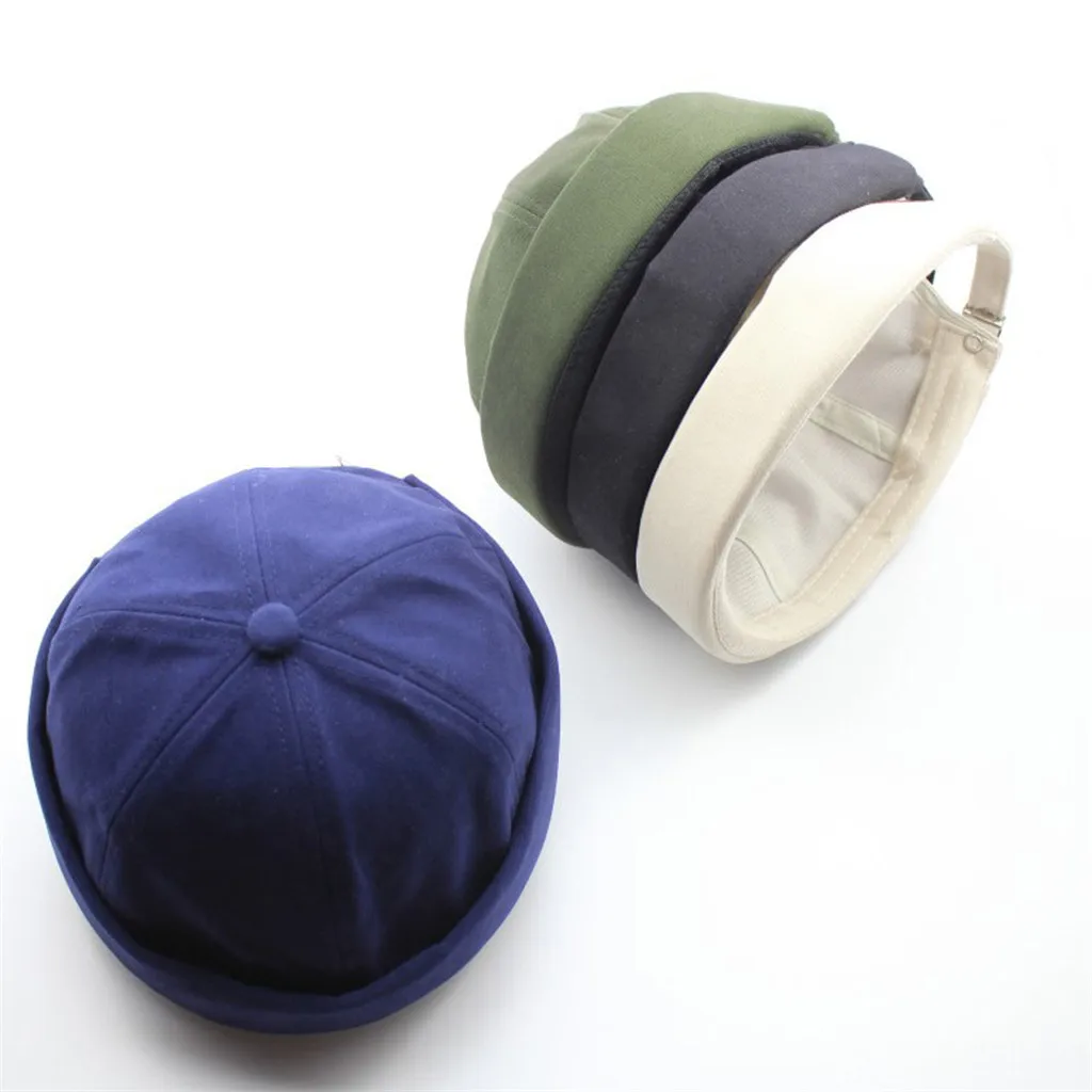 

Feitong 2019 Women hat Men Women Hat Cap Casual Docker Sailor Mechanic Brimless Solid Color