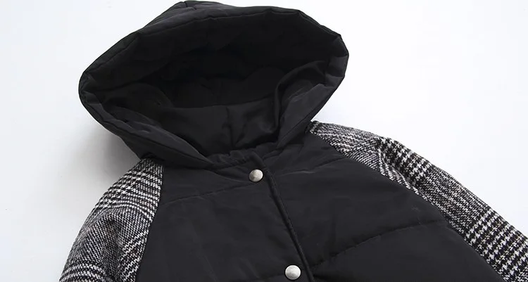 Женская зимняя хлопковая куртка с капюшоном большого размера, модная свободная теплая клетчатая верхняя одежда средней длины, Повседневная Женская Базовая куртка 4XL