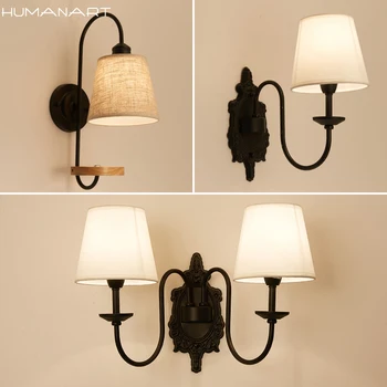 

Modern LED Fabric + Iron Wall Lamp decoration E27 bulb lighting Bedroom reading Bedside Wall Lights