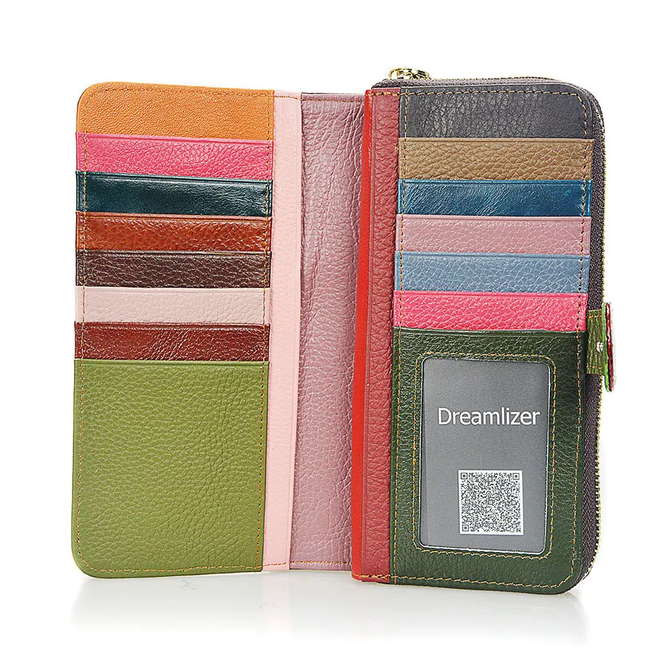 Блестящий случайный кожаный кошелек цвета радуги женский клатч на застежке кошелек для телефона двойной длинный держатель для карт большой женский кошелек для денег