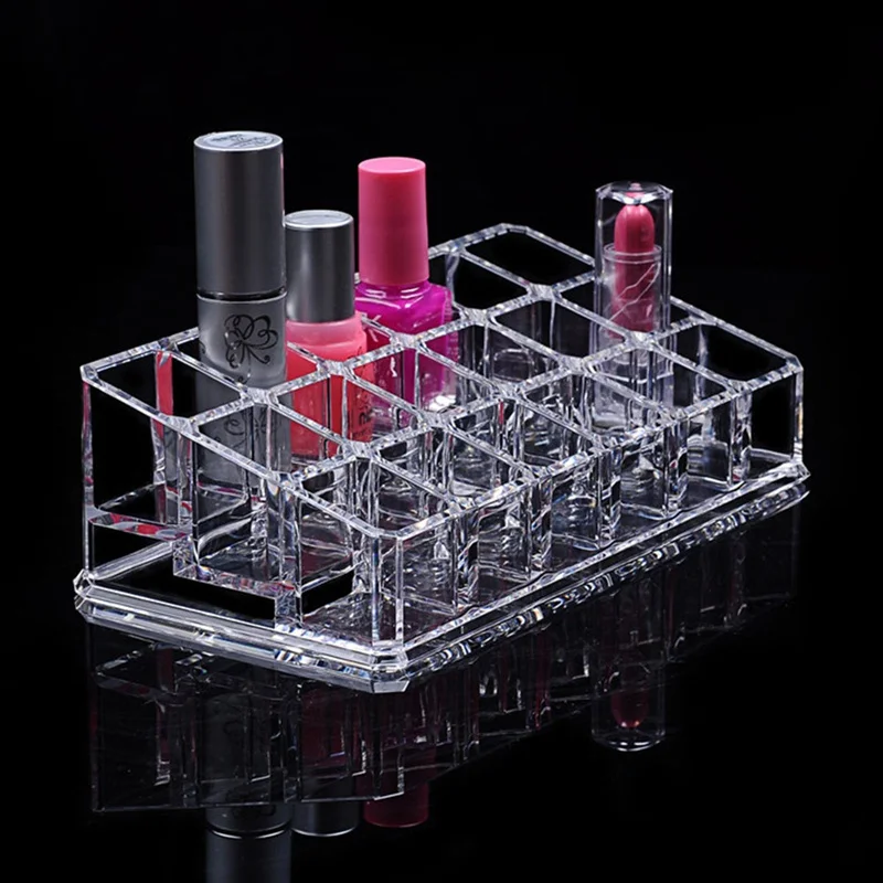 New 18 Slots Crystal Acrylic Makeup Organizer Toiletry Organizer Box