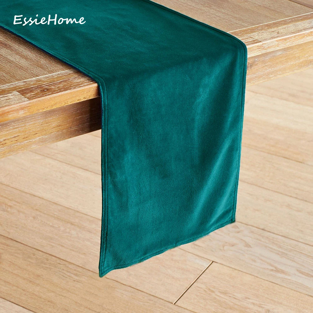 ESSIE HOME 12 Colors Available Matte Velvet High End Table Runner Green Teal Table Cloth Table Runner Placenmat