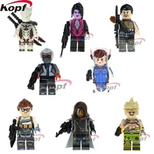 10 компл. PG8104 строительные блоки Супер Герои Черная Лилия генджи Д. Ва Ханзо солдаты 76 Анна Junkrat Jamison Fawkes игрушки для детей