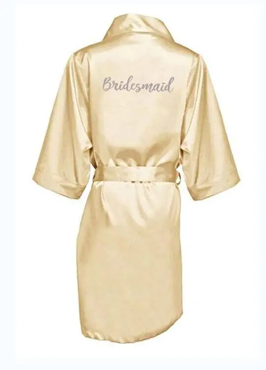 Цвет шампанского, золотой халат с серебристо-серым надписью прием гостей в доме невесты мать костюм жениха невесты женский плащ атласные халаты