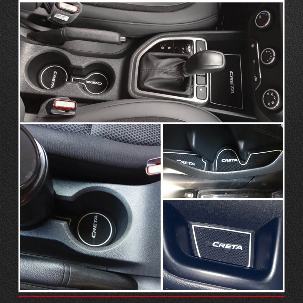For Hyundai Creta IX25 2017 2018 2019 Accessories Rubber Mat Door mat anti-slip Cup Pad Interior Decoration Car Styling
