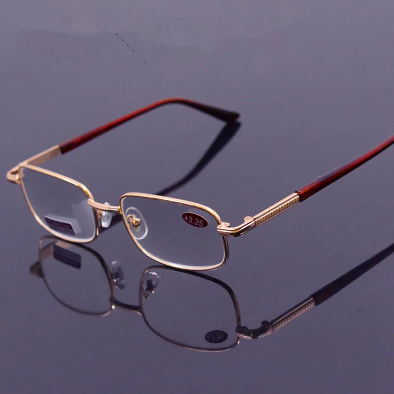 

Fashion Metal Men's Reading Glasses women crystal Glass lenses Farsightedness Presbyopia glasses +0.50 to +100 +200 +250 +600
