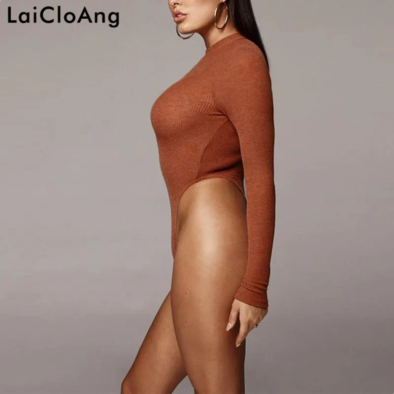 LaiCloAng осень длинный рукав хлопок сексуальное боди Для женщин О-образным вырезом Тощий Для женщин черный комбинезон Повседневное боди