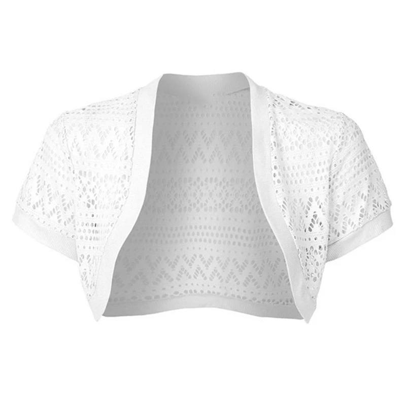 

Summer 2019 Solid Slim Short-sleeved Hollow Out Small Shawl Cardigan Coat Fashion Wild Small shawl Short Cardigan Women Coat
