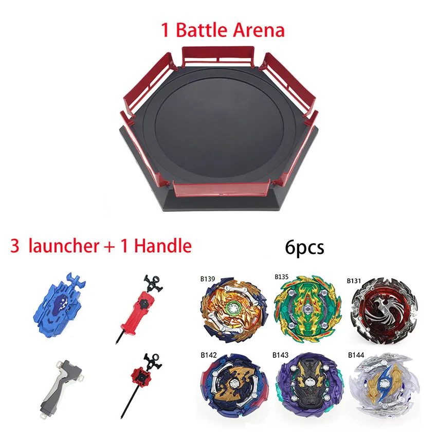 Spin Tops Beyblade Arena Stadium Toupie Spinning Top Metal 4D Fusion Toys For Children With Launcher Handle#E - Цвет: 6pcs launcher arena