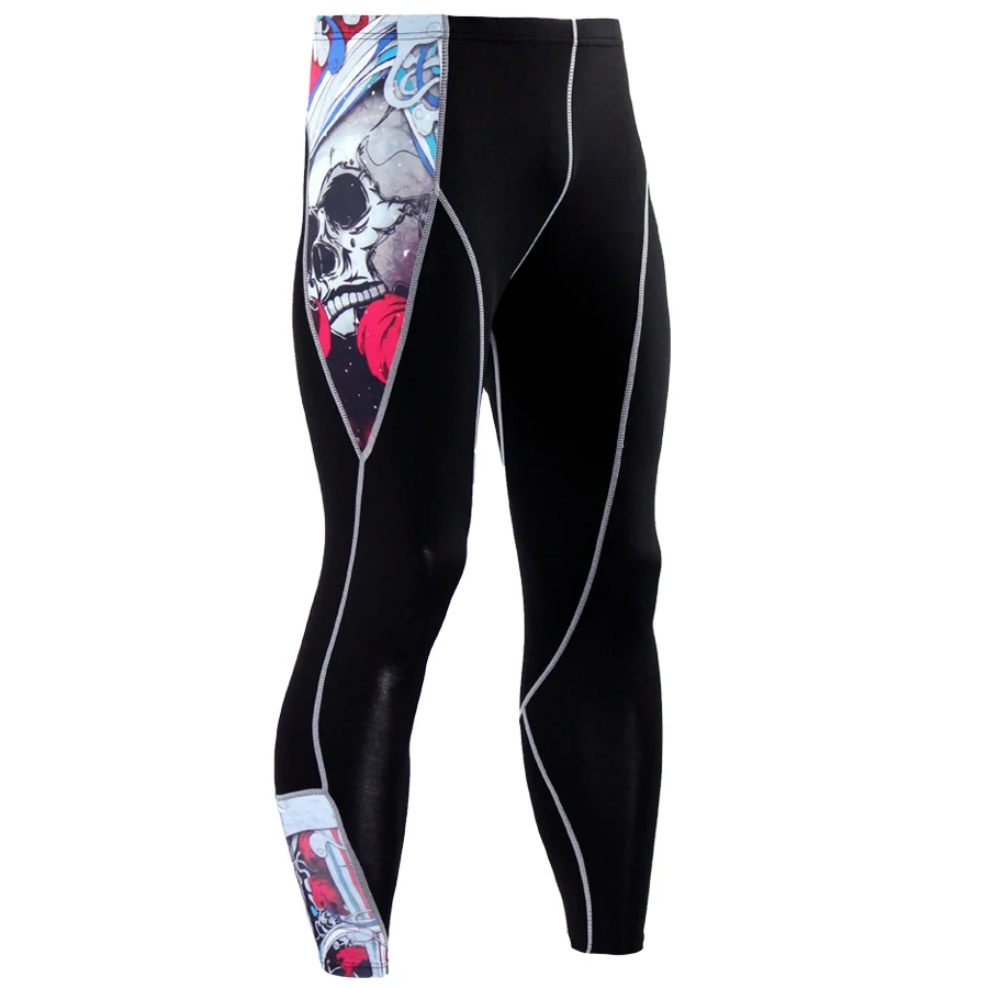 

2017High qualit New Fashion Mens Compression Pants 3D Print Quick Dry Skinny Leggings Tights Fitness MMA Pants Stitching Tousers