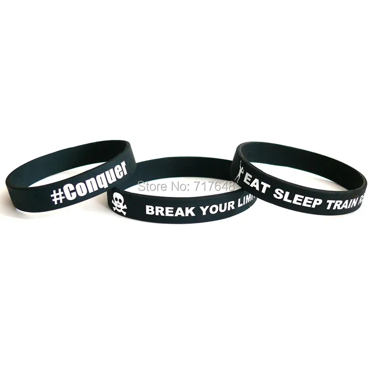 

300pcs Conquer Break Your Limits Eat Sleep Train Repeat wristband silicone bracelets free shipping by FEDEX