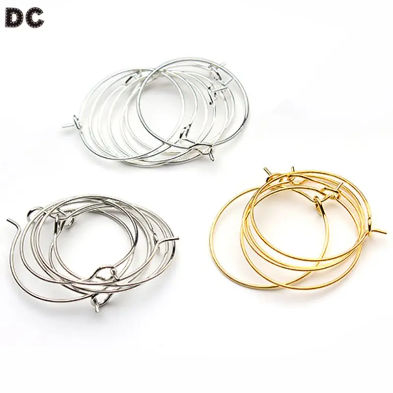 DC 100pcs/lot Minimalist hoops Ear Wire Hook 20/2530/35mm Diameter Earring Hoops Findings For DIY Jewelry Making | Украшения и