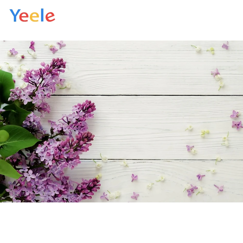 

Yeele Wooden Board Planks Purple Flowers Old Portrait Photography Backgrounds Customized Photographic Backdrops for Photo Studio