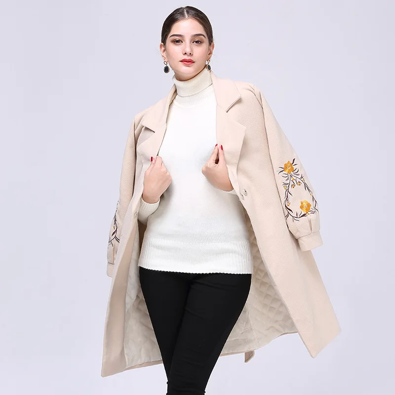 Et Manteau Pleine Femmes Veste Laine Mélange Seul Nouveau 2018 Dames Marron Manches Longs Élégant kaki Manteaux Hiver Bouton rose Solide 41PBqSB67