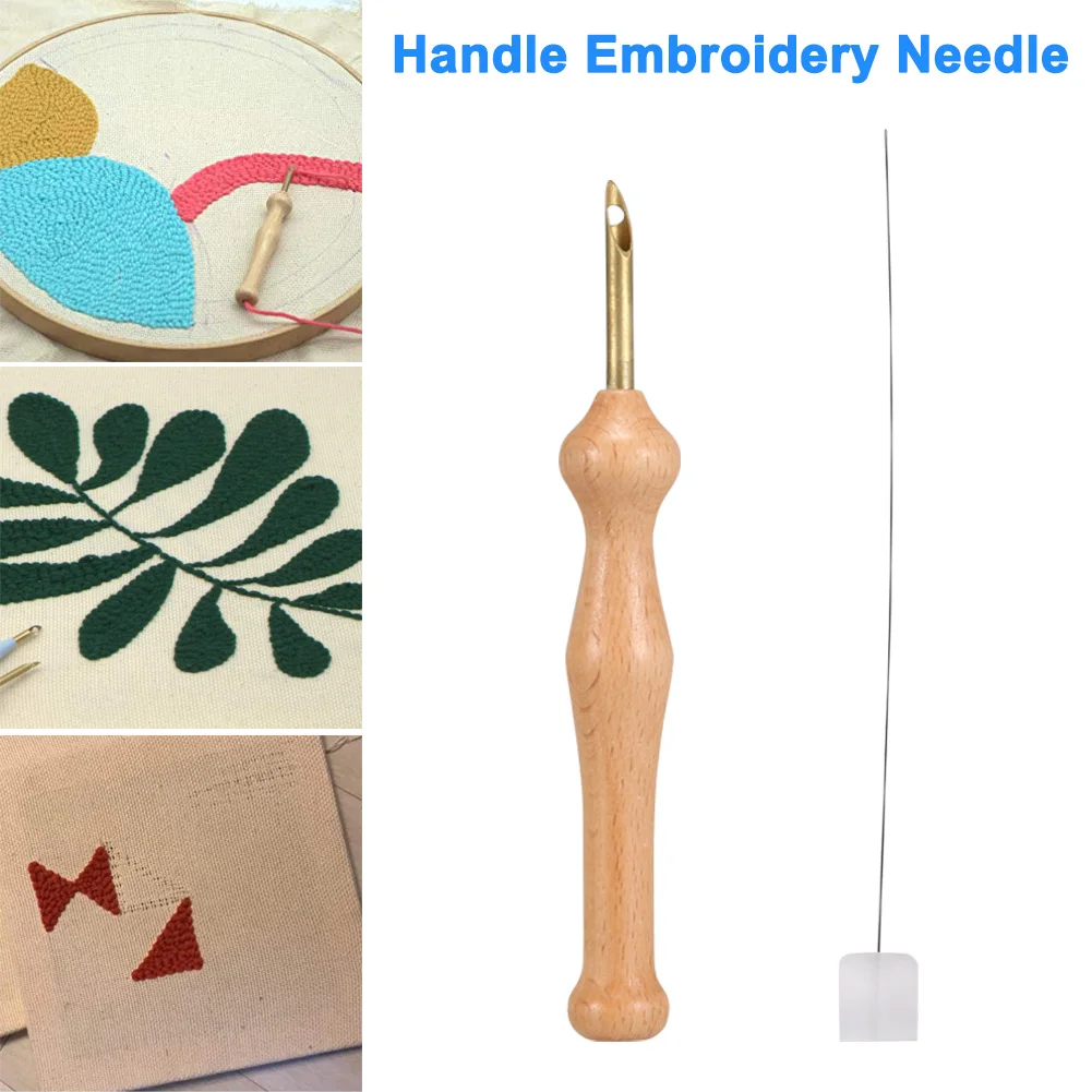 

Hot Magic Embroidery Pen Punch Needle Felting Threader Set Wooden Handle Table Cloths Craft Tools DIY Sewing FQ-ing