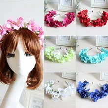 Newest 1Pcs Floral Flower Garland Crown Headband Hair Band Bridal Festival Holiday Wreath