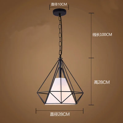 Современный подвесной светильник в клетку, железный минималистичный ретро скандинавский Лофт пирамида, подвесной светильник, металлическая Подвесная лампа E27 для помещений ZDD0004 - Цвет корпуса: E