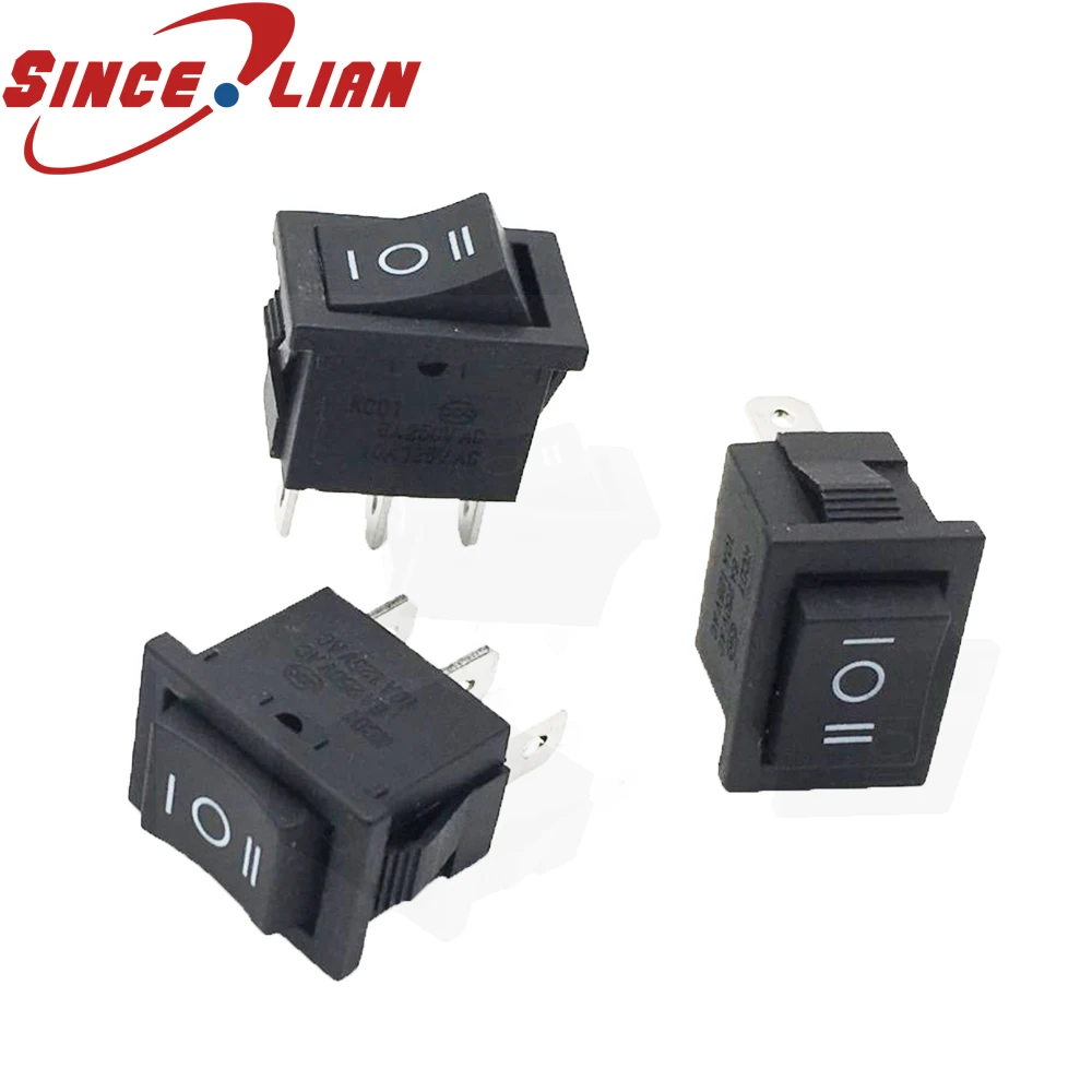 

100PCS 3 Position Rocker Switch 3 Pins On Off On Snap Switch Rocker Switch 21*15 High Temperature 3 Foot Rocker Switch