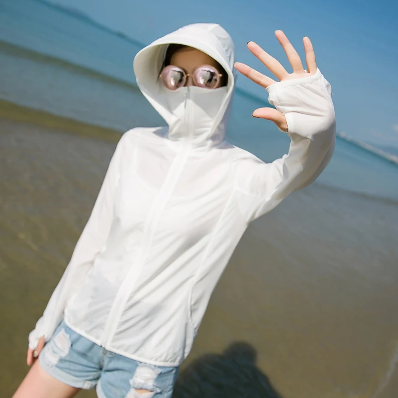 

Thin Hooded Jacket Women's 2019 New Sun Protection Summer Jackets Coat Long Sleeve Solid Color Sunscreen Jacket Female