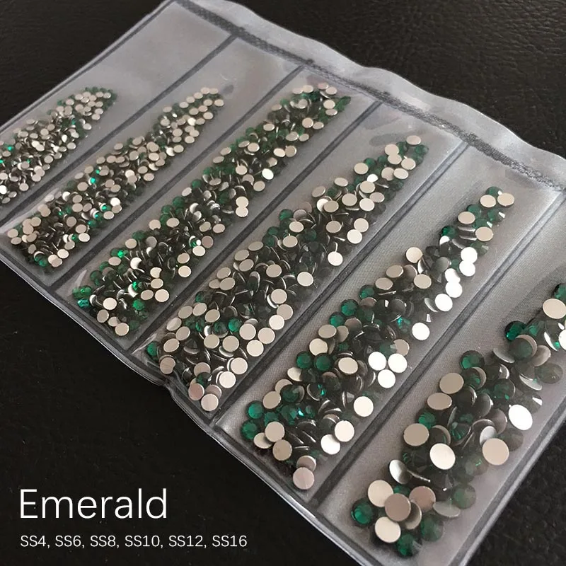 1 упаковка разного размера Стекло ногтей Стразы SS4-SS16 для украшения для ногтей стразы камни блестящих драгоценных камней аксессуары для маникюра - Цвет: Emerald