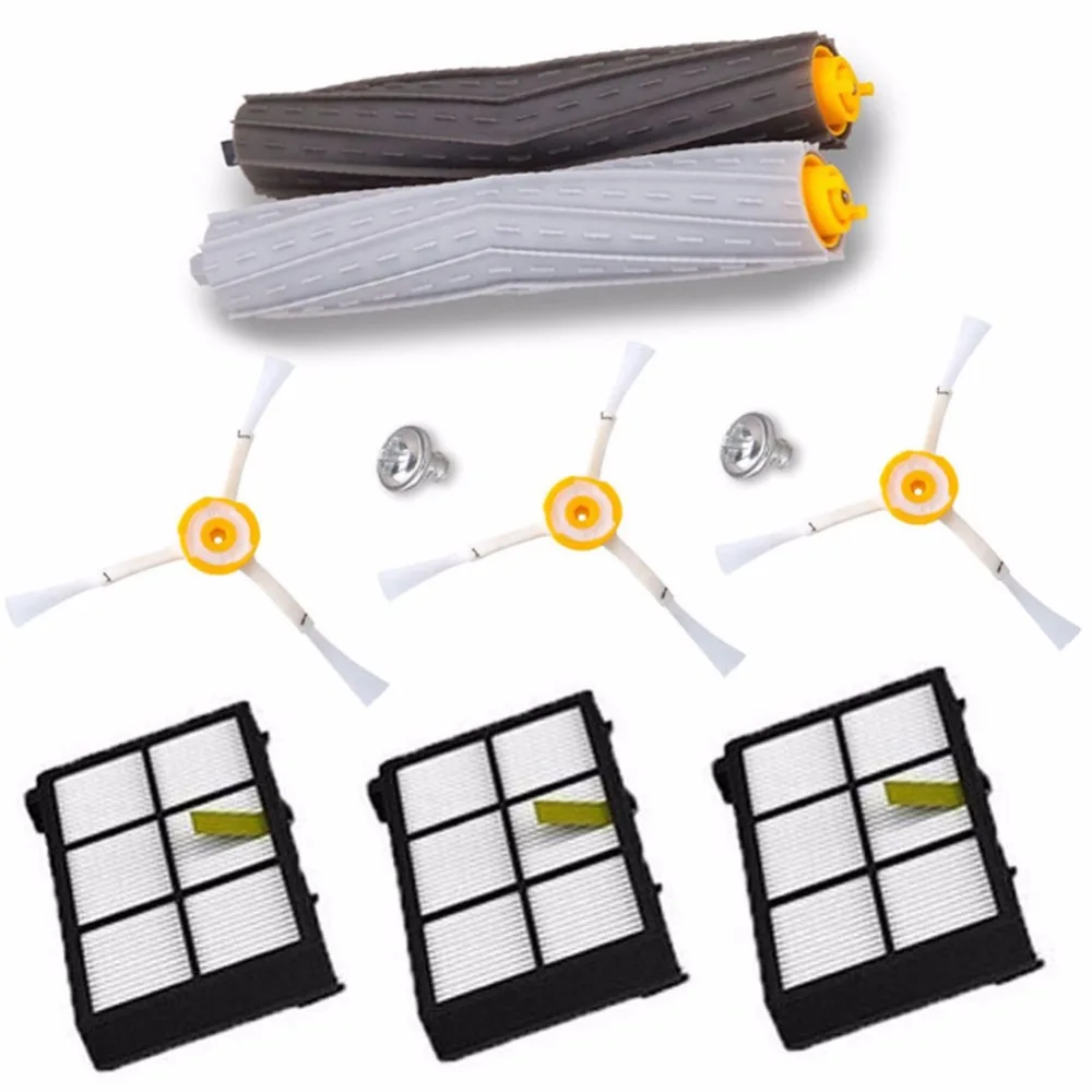 

1 set Tangle-Free Debris Extractor Brush +3Hepa filter + 3 side brush for iRobot Roomba 800 900 Series 870 880 980