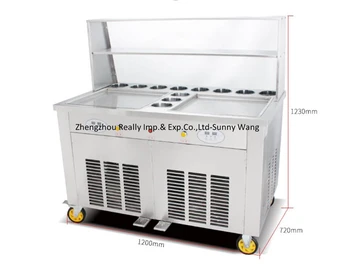 

double square pans with 11 topping tanks fried ice cream roll machine fry ice cream machine with R410A Refrigerant