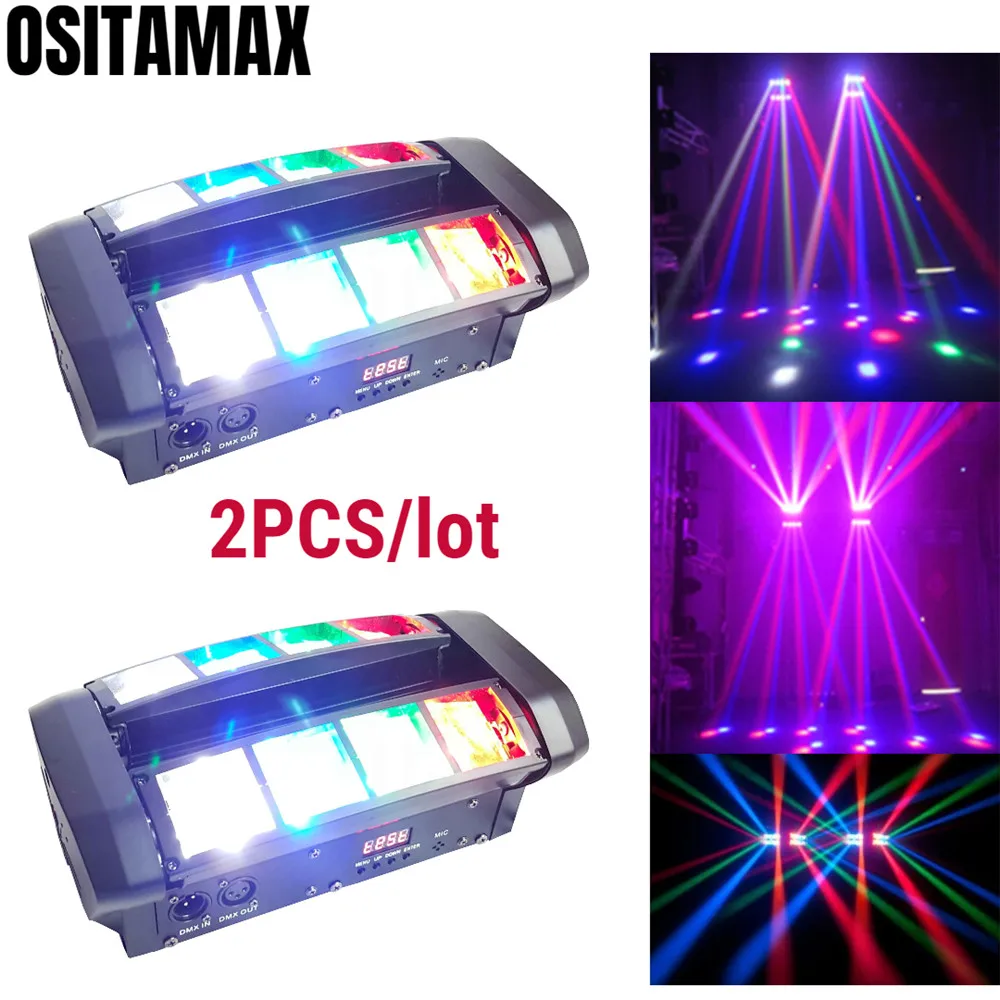 

2/LOT Stage Spider Light RGBW 8X4W Beam Moving Head Light 4IN1 Mini Portable Lighting good for Nightclub Disco Bar Concert