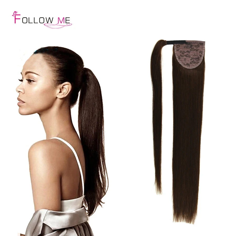 

Malaysian Remy Ponytail  Human Hair Extensions Wrap Around Ponytail Human Hair #1B #4 Color Human Hair Drawstring Ponytail