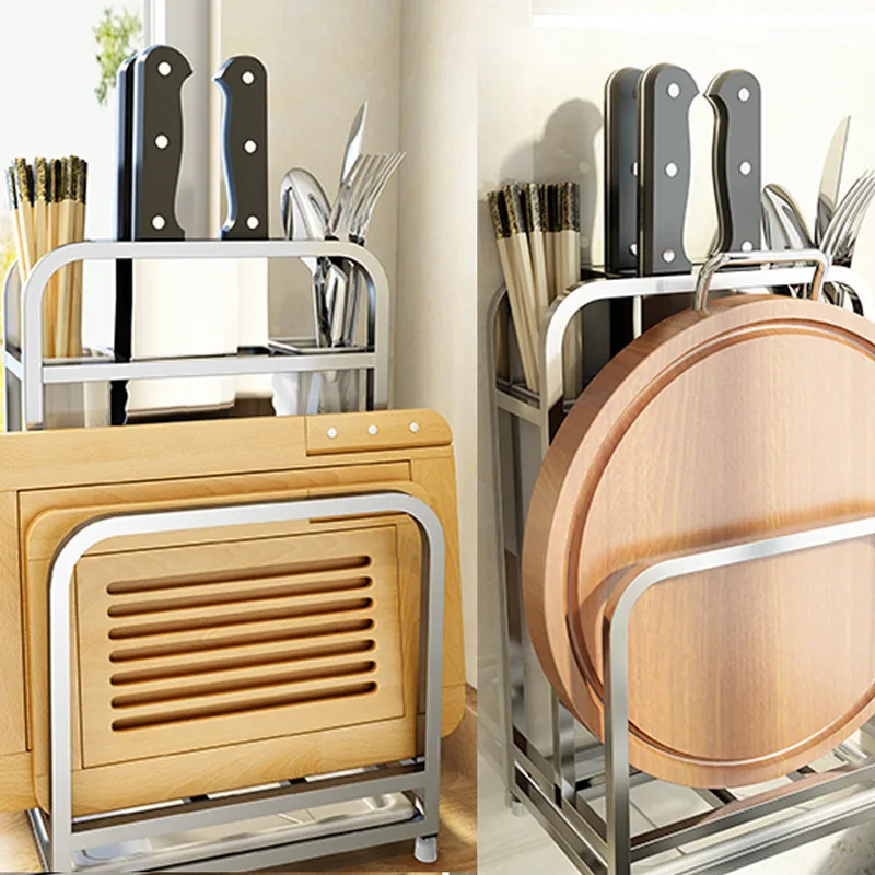  Stainless steel Kitchen Knife Holder Multifunctional Storage Rack Tool Holder Bamboo Knife Block St - 33050753611
