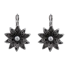 Мифический возраст Тибетский серебристый цвет резной цветок винтажные этнические Висячие Серьги Розничная ювелирные изделия подарок для женщин девочек