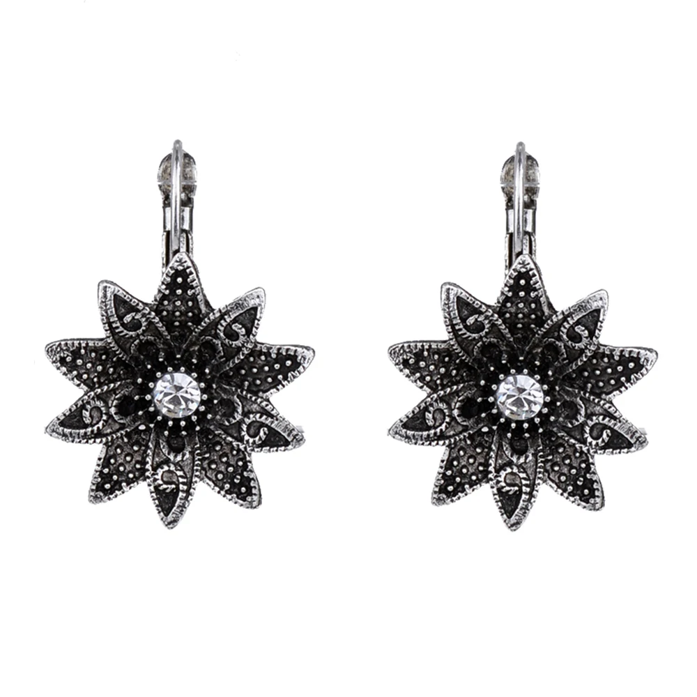 

Tibetan Silver Carved Flower Vintage Ethnic Drop Dangle Earrings Retail Jewelry Jewellery Gift For Women Girls