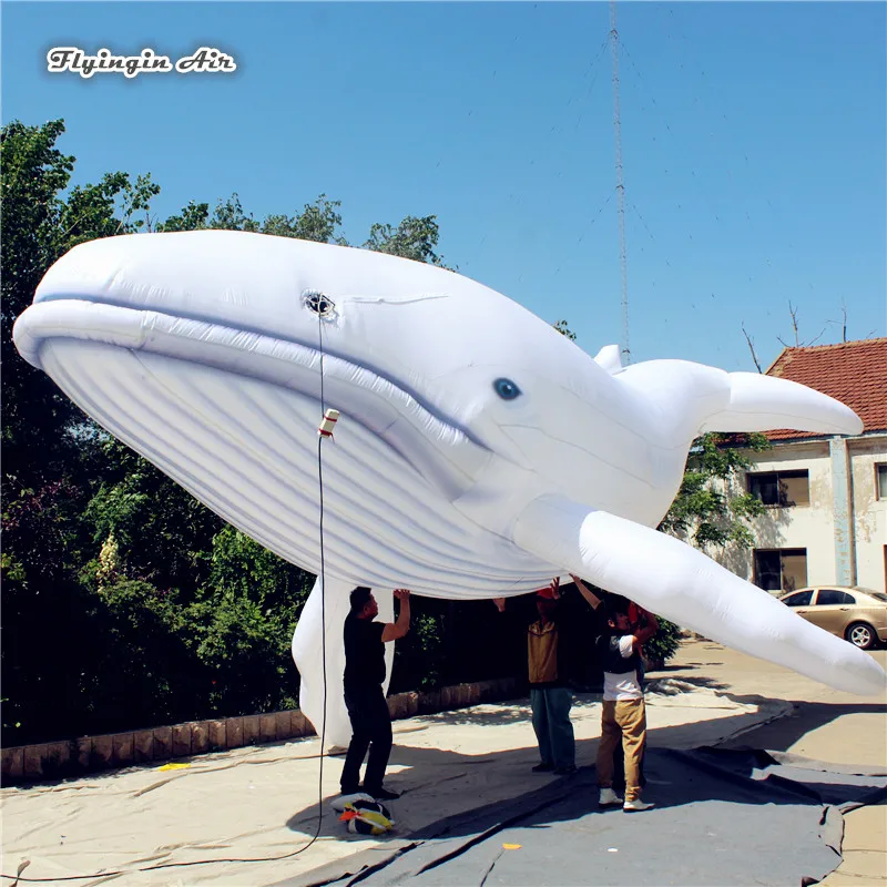 Customized Huge Inflatable Marine Animal 4m/8m/10m Length White Hanging Blow Up Whale For