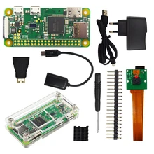 Raspberry Pi Zero W Starter Kit + Acrylic Case + 2A Power Supply + ON/OFF USB Cable + 5MP Camera + OTG Cable + Heat Sinks
