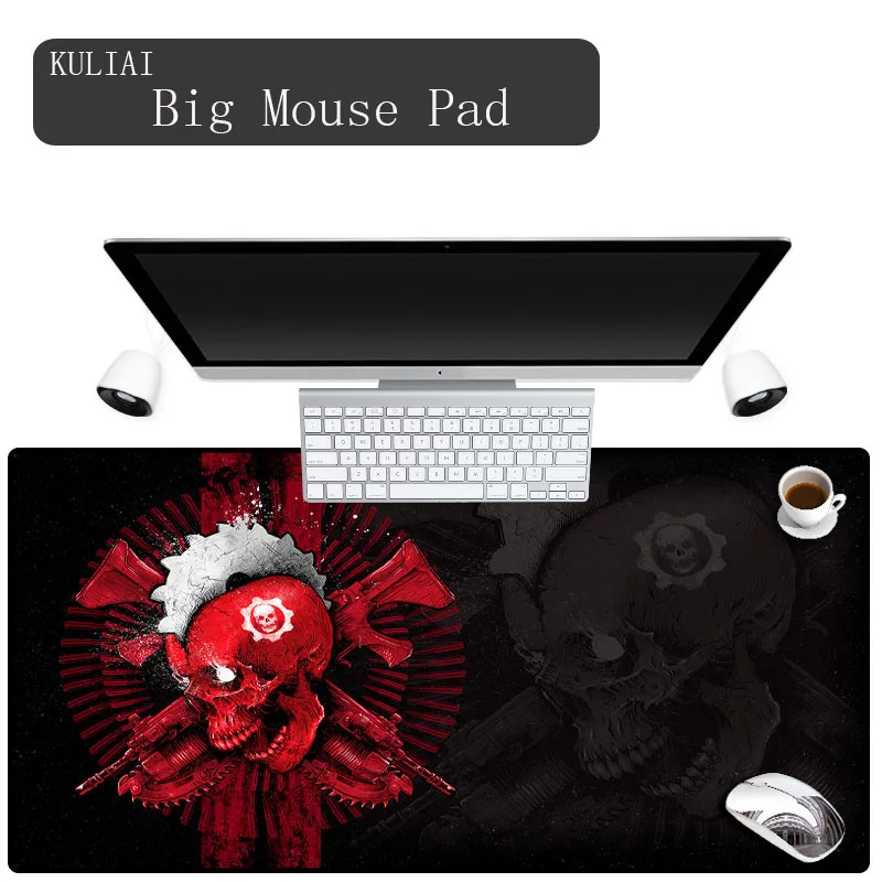 

KULIAI Personalized Black and Red Gears of War Large Game Mouse Pad Notebook Gamer Non-slip Locking Logo Mouse Pads for Csgo Mat
