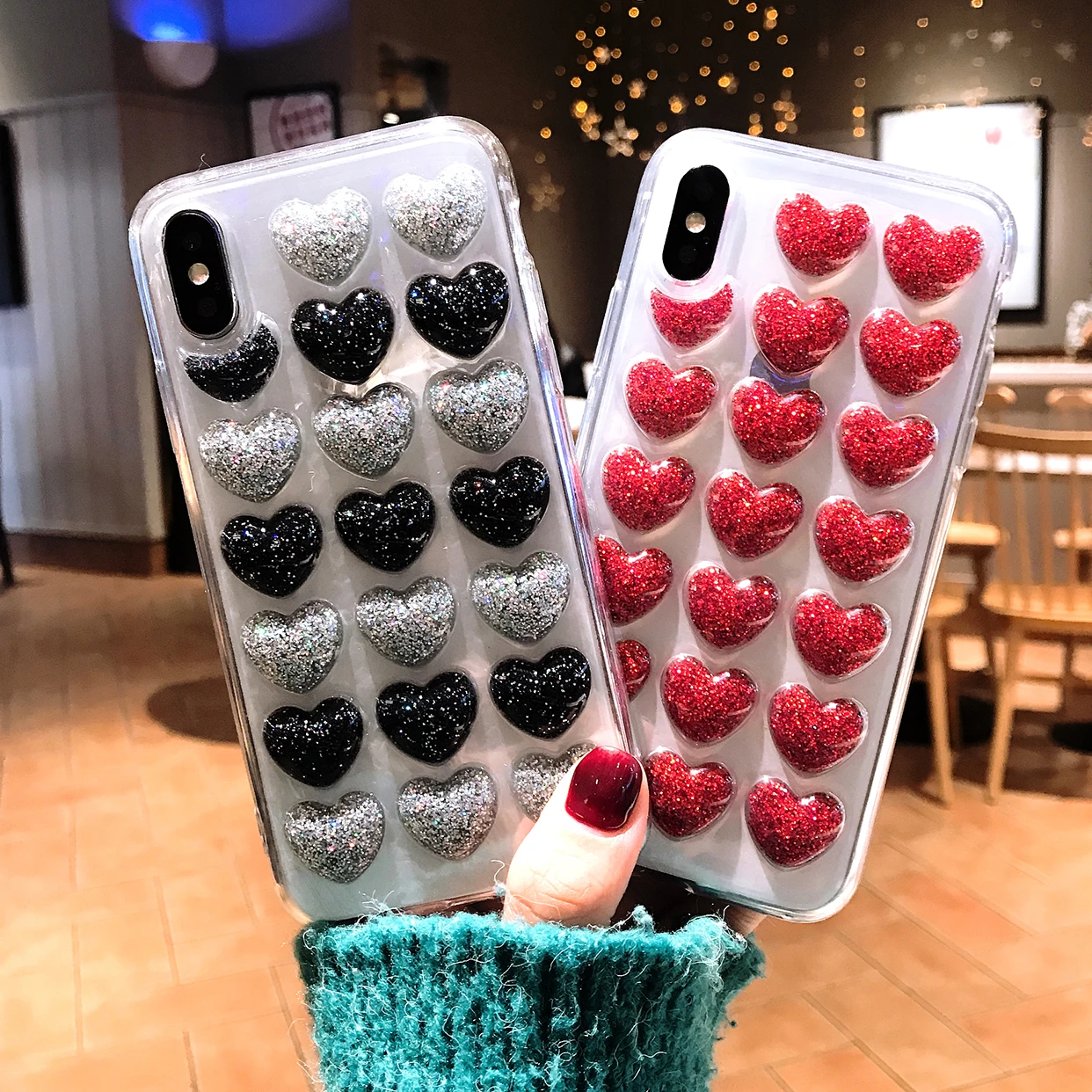 Для Iphone 6 7 8 S Plus X XR XS XSMAX Модный 3D дизайн сердца Прозрачный мобильный телефон Чехол