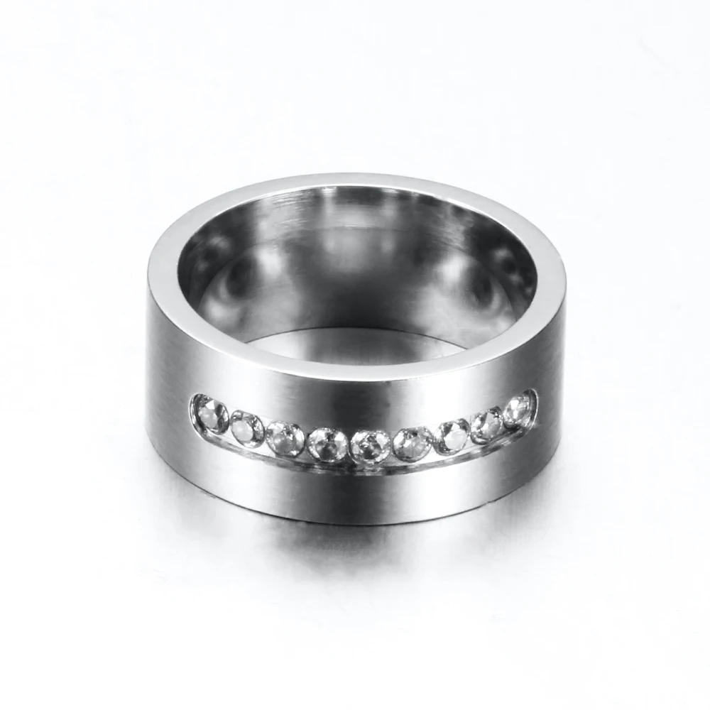 Титан Нержавеющая сталь обручальные кольца с кристалом для Для женщин трапециевидной формы из модное украшение из фианита