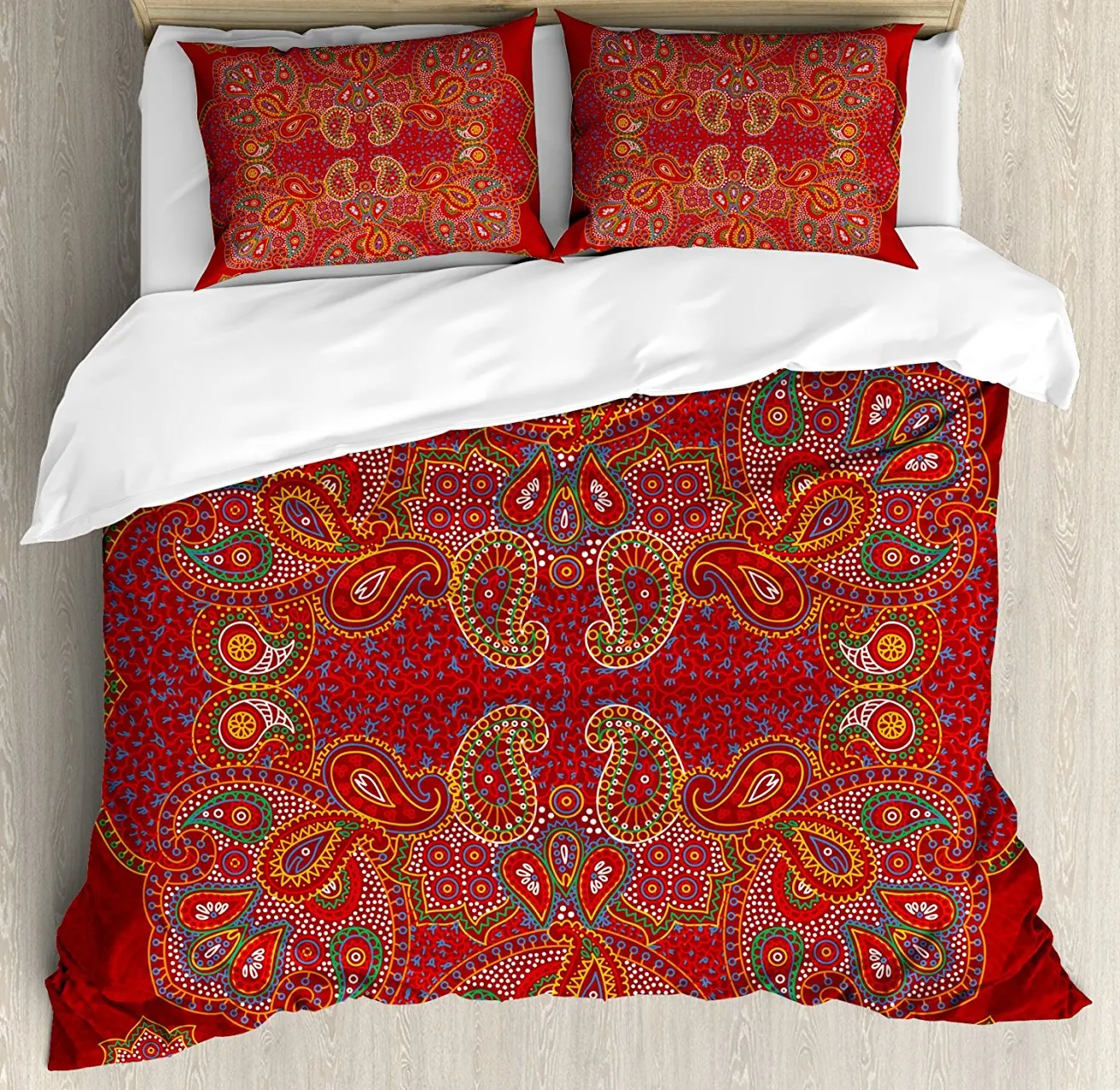 Red Mandala Duvet Cover Set Moroccan Persian Design Oriental