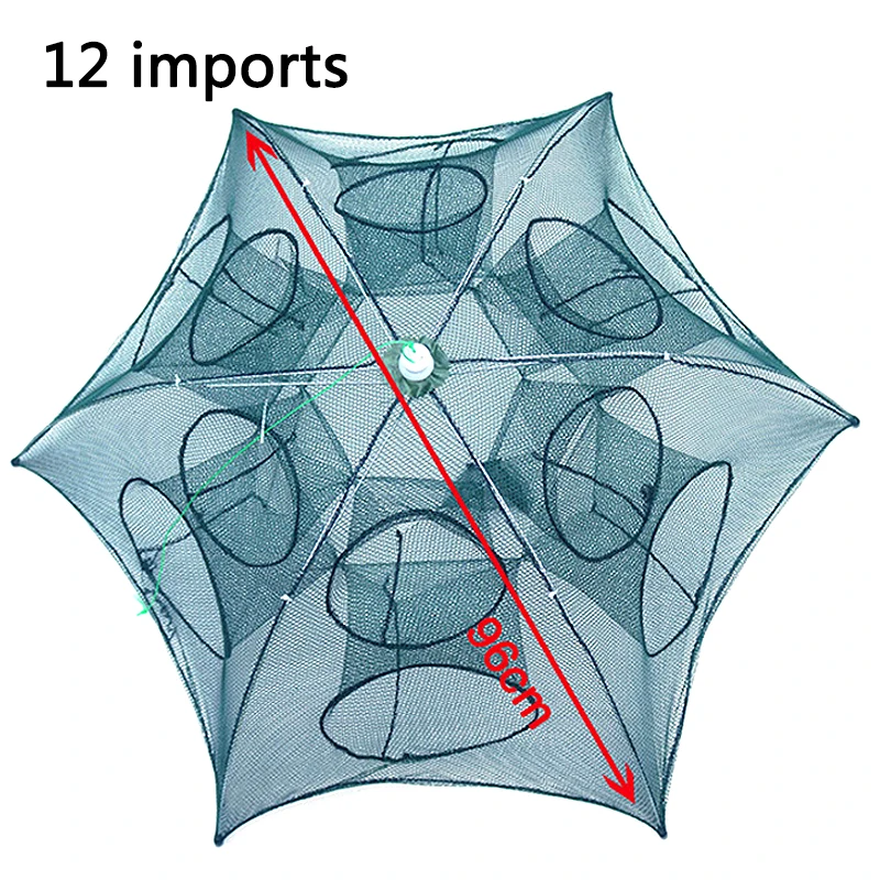 Складной Портативный 4/6/8/10 отверстий Автоматическая рыболовная креветка Ловушка рыболовная сеть Рыба Креветки Минноу краб приманки Литой сетки ловушка для продажи