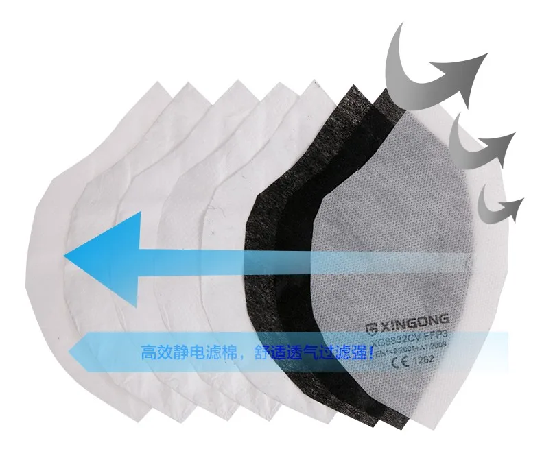 Активированный уголь анти-туман и дымка pm2.5 антивирусные пылезащитные анти-формальдегид маски унисекс 3 шт