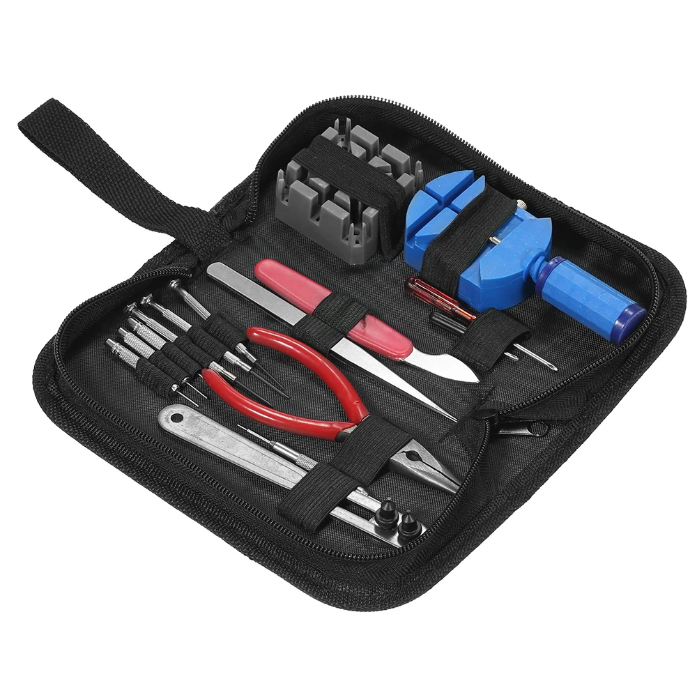 16PCS Professional Watch Repair Tool Kit Case Opener Band Link Pin