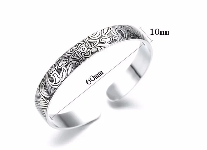 Lotus Thai Silver Bangle Bracelet - Jbr4*