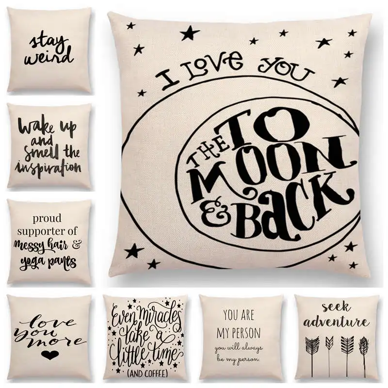 

Newest Black Letter Brave Confidence Hope Forceful Warm Words Cushion Cover Christmas Gifts Sofa Throw Pillow