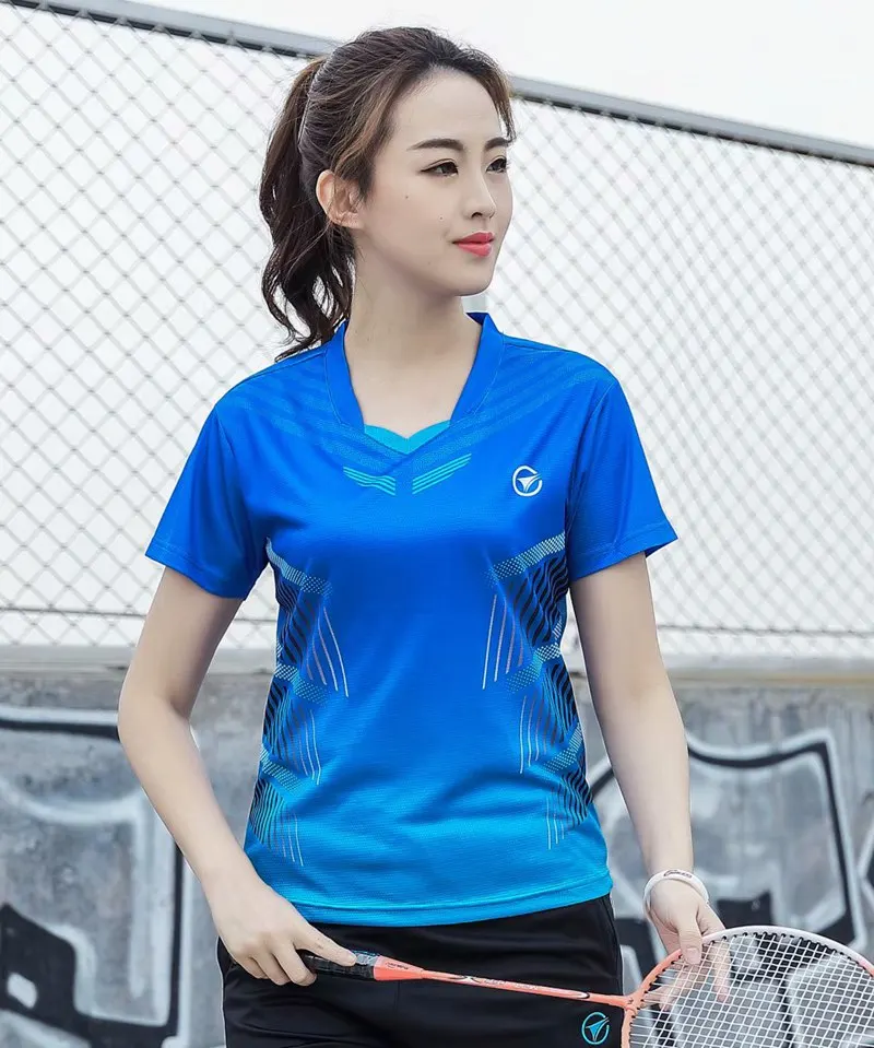 Пустая майка для бадминтона, мужской и женский теннисный тренировочный костюм, спортивная рубашка для игры в бадминтон, спортивная одежда для бега, рубашка для бадминтона - Цвет: B122 blue