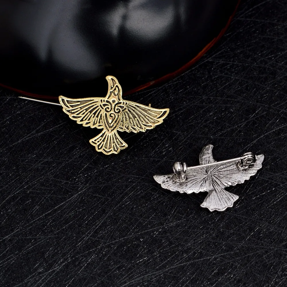 Viking-Flying-Raven-Pin-Silver-Bronze-Norse-Crow-Brooch-For-Men-Vinatge-Animal-Pins-Button-Badge(2)