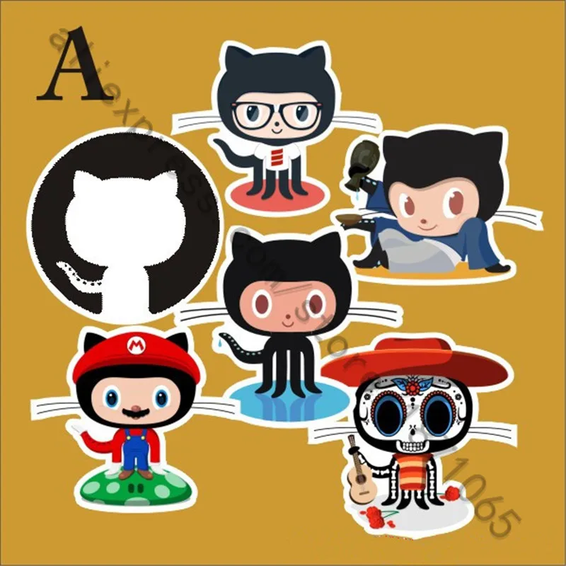 6 шт./партия Аниме Github Octocat наклейка для автомобиля ноутбук багаж скейтборд мотоцикл сноуборд чехол для телефона Наклейка s